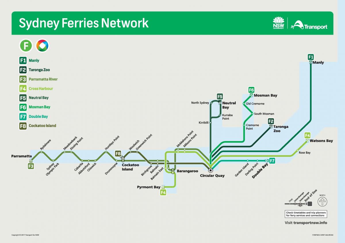 sydney ferries Netzwerk-Karte