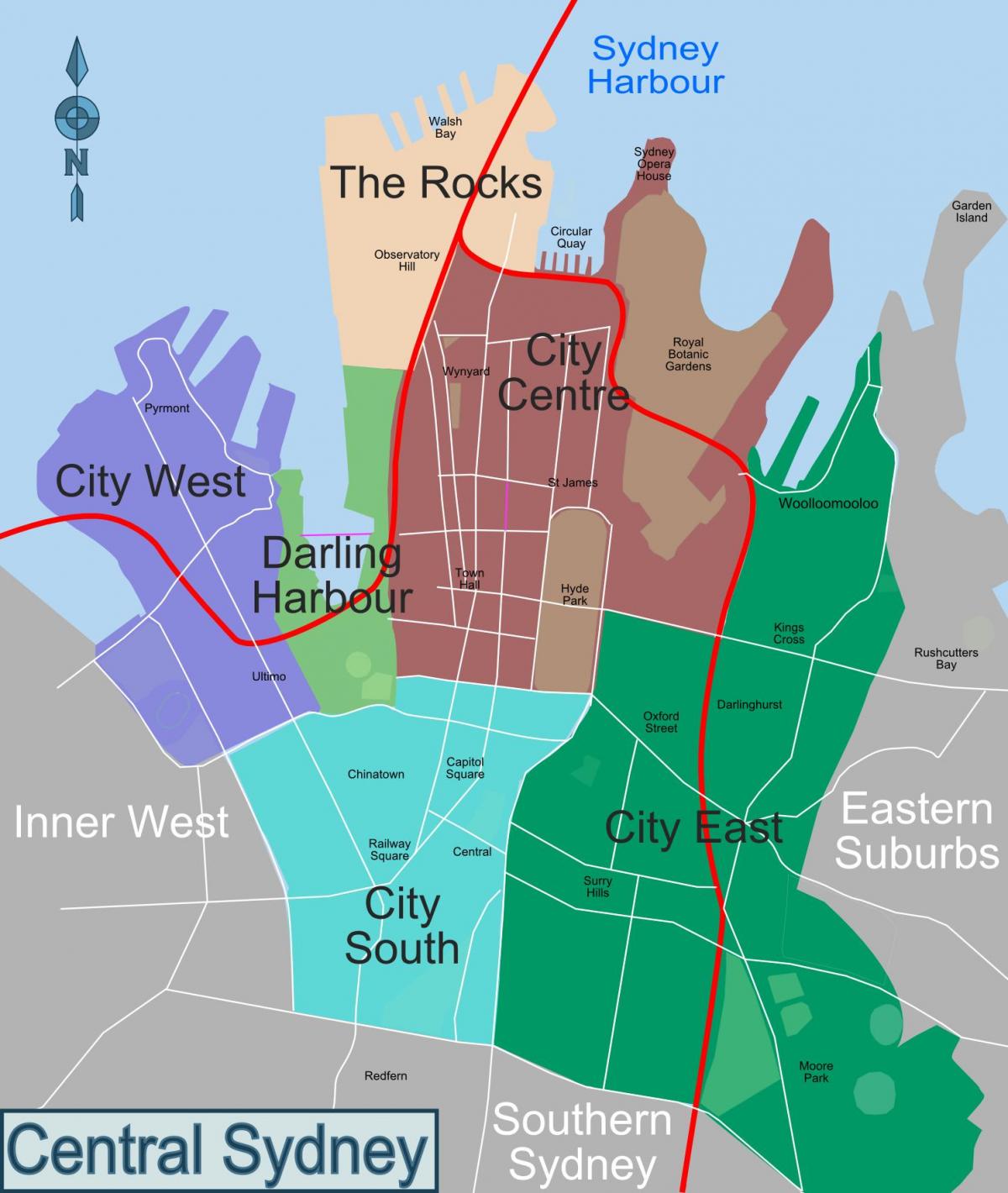 Karte von sydney Nachbarschaften