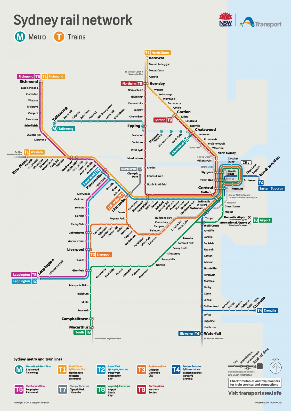 Karte von sydney-Züge