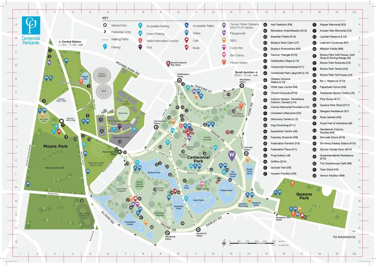 Karte von centennial park sydney