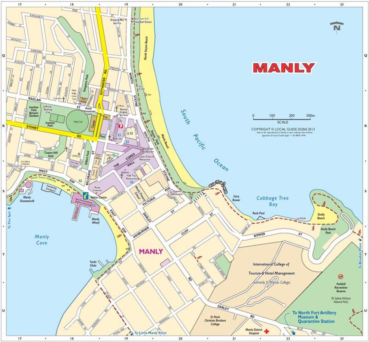 Karte von manly beach