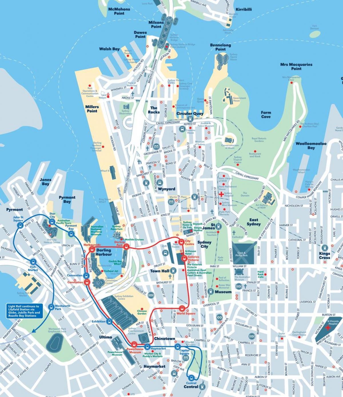 Karte von sydney city