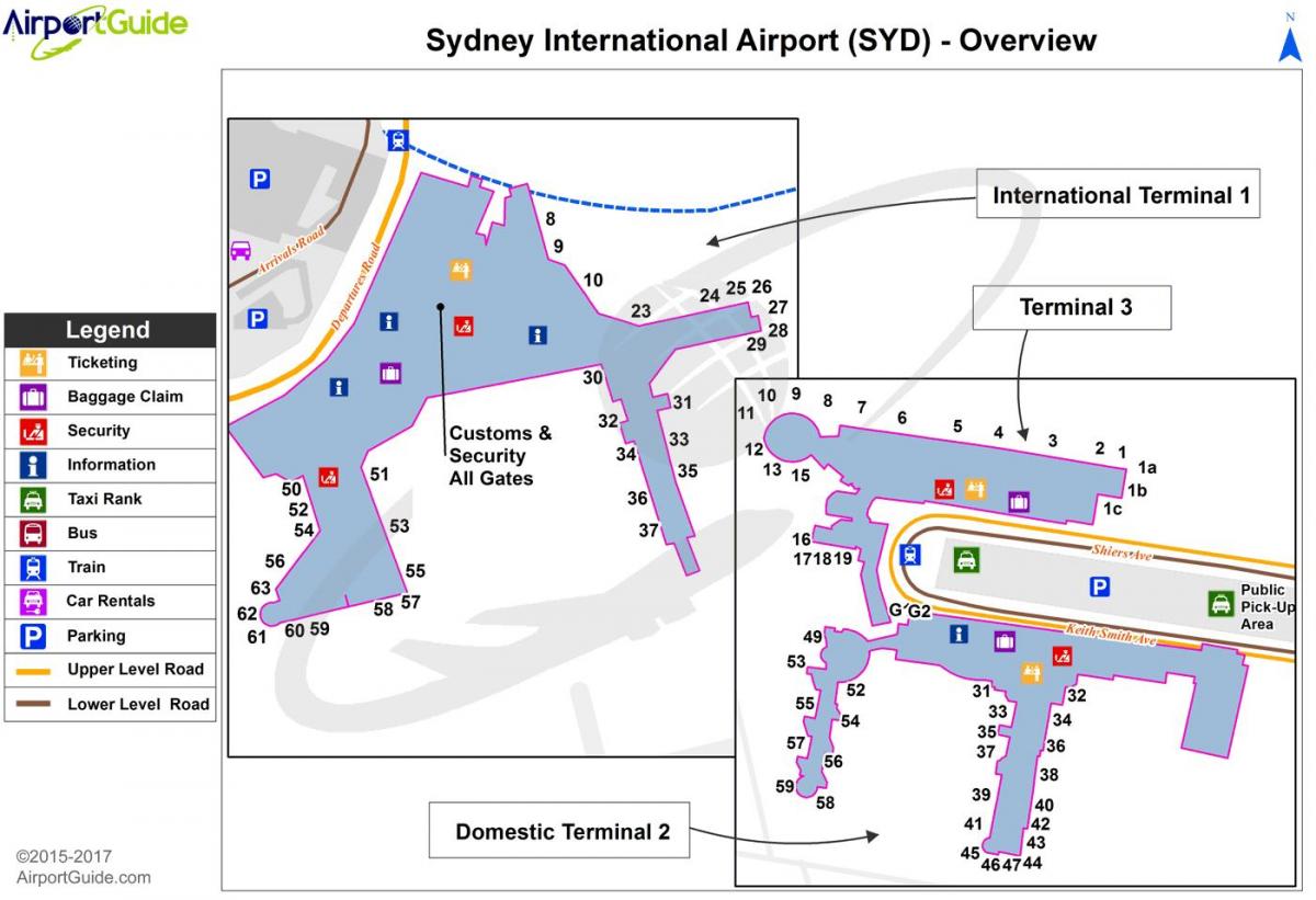 sydney domestic airport pickup Karte