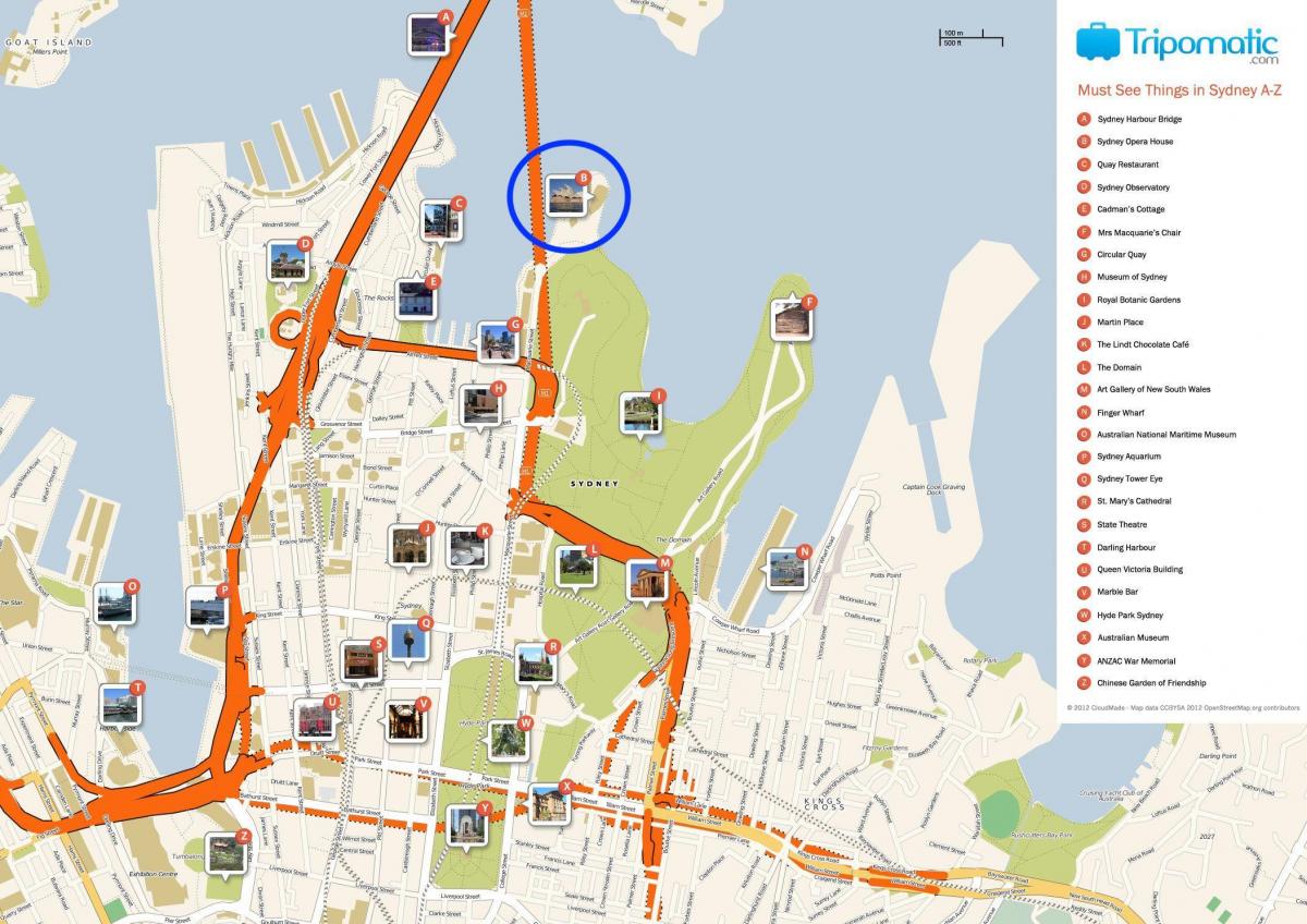 Karte von sydney opera house