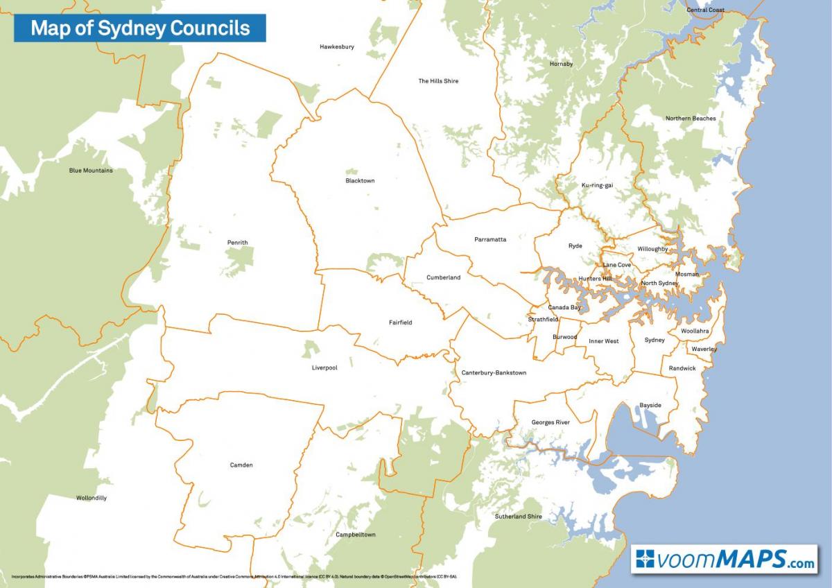 Karte von sydney-Räte