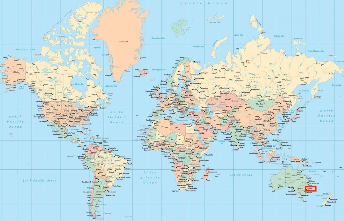sydney auf der Weltkarte anzeigen